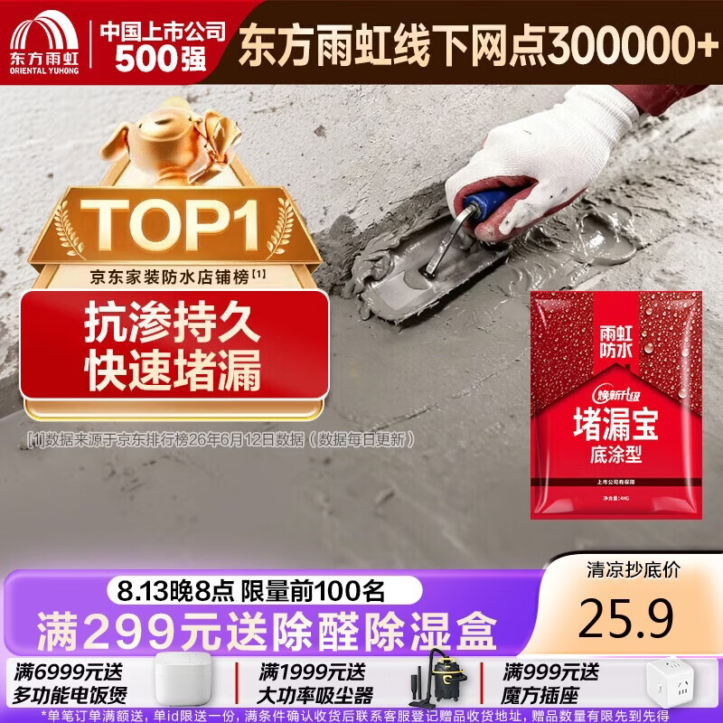 雨虹防水 堵漏王 水不漏 快干水泥 堵漏宝塑钢泥 地漏安装 管根堵漏 4KG