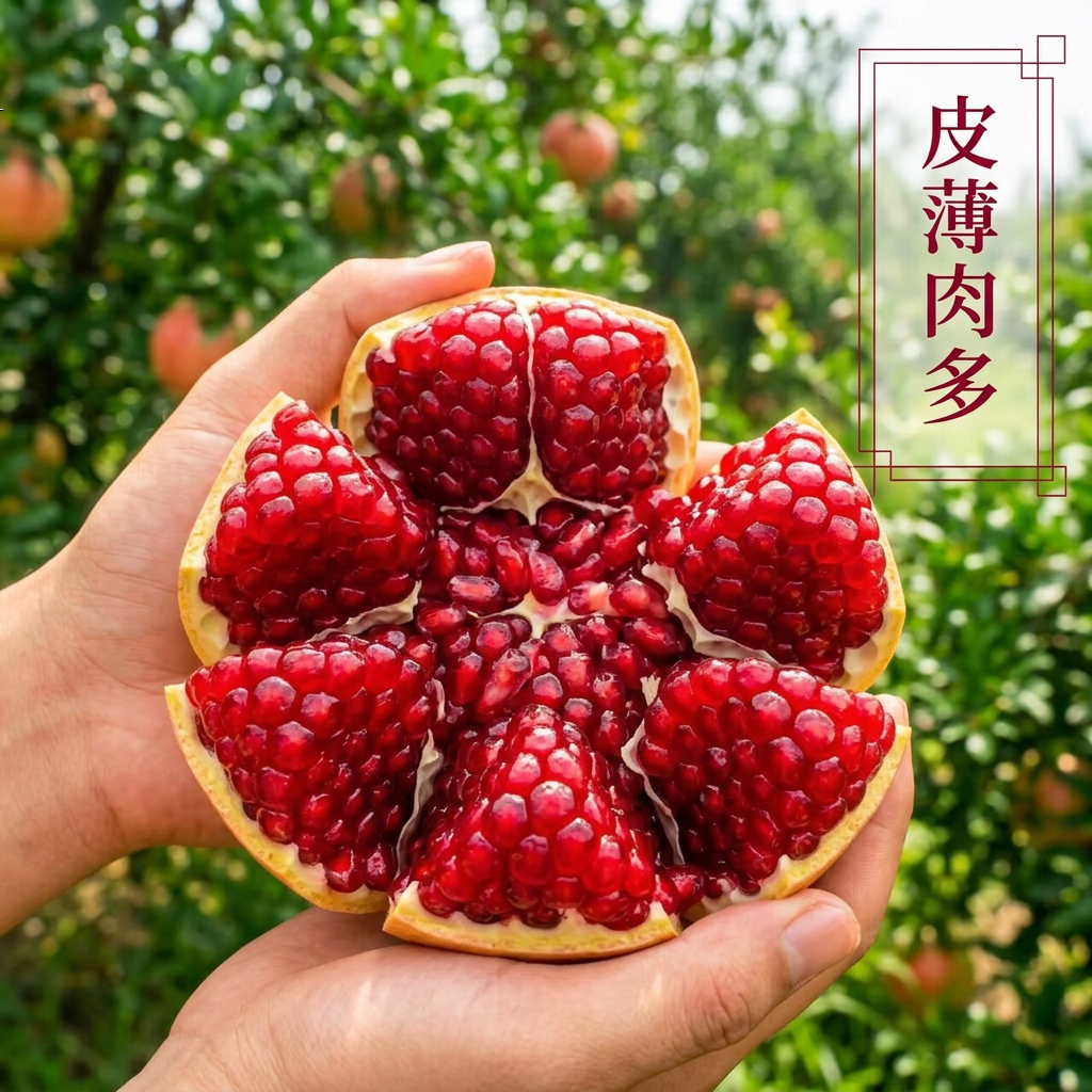 产地直发突尼斯软籽石榴 新鲜现摘，甜石榴 鲜采鲜发，高端礼盒装 600-750g