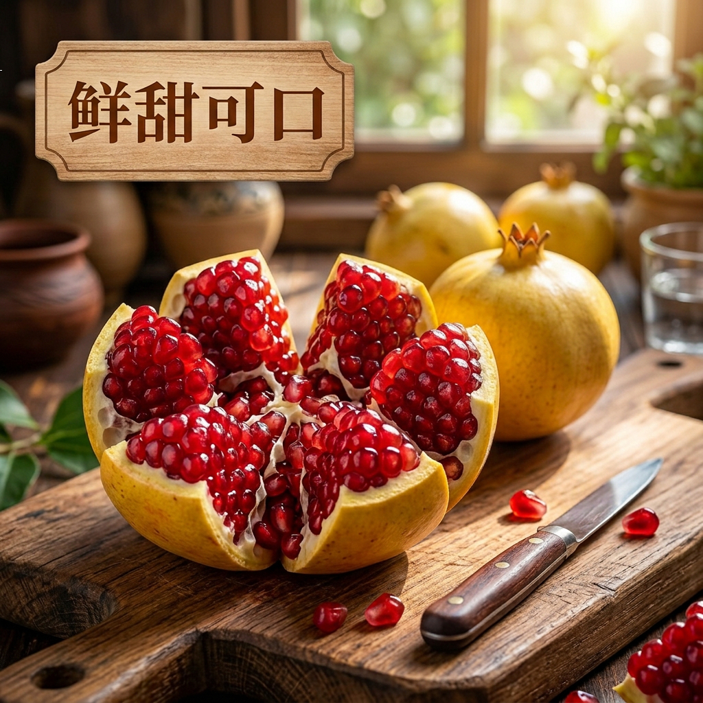 产地直发突尼斯软籽石榴 新鲜现摘，甜石榴 鲜采鲜发，高端礼盒装 600-750g