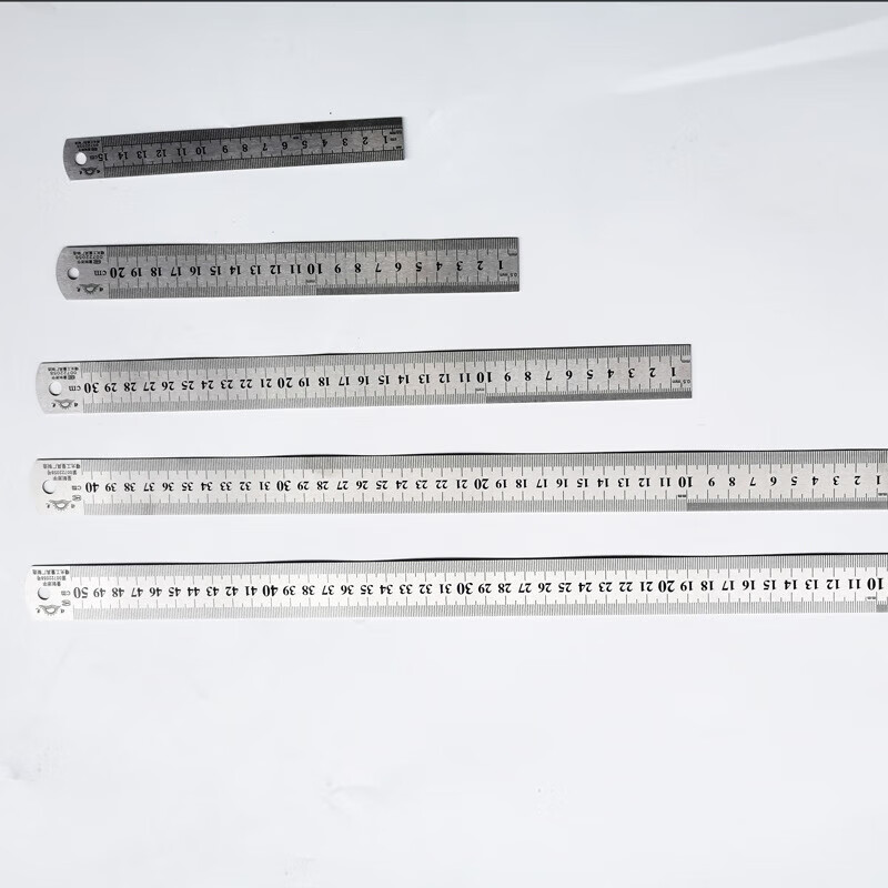 哩嗹啰嗹加厚钢板尺尺15cm305060cm1米15米直尺量具 银白色【耐磨加厚