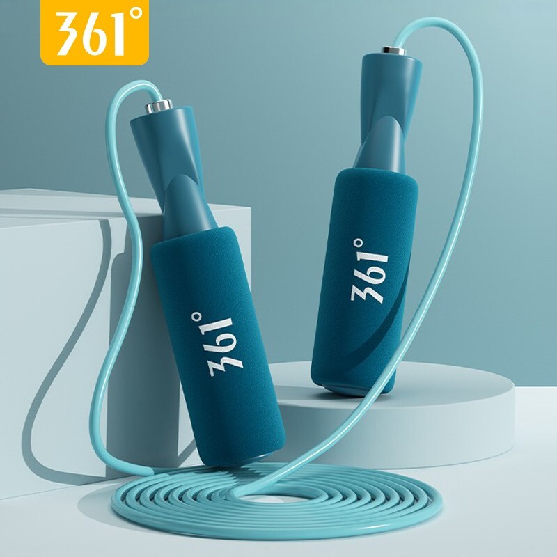 361°跳绳燃脂健身运动学生考试专用绳有绳居家锻炼可调节跳绳 孔雀蓝-长绳款