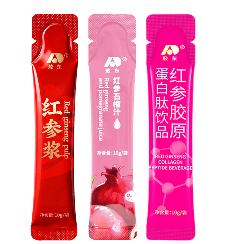 敖东红参胶原蛋白肽饮小分子肽美鱼胶原蛋白口服液便携蓝莓味营养礼品 【红参原浆+石榴汁2条】共三条 10ml*1袋 京东折扣/优惠券