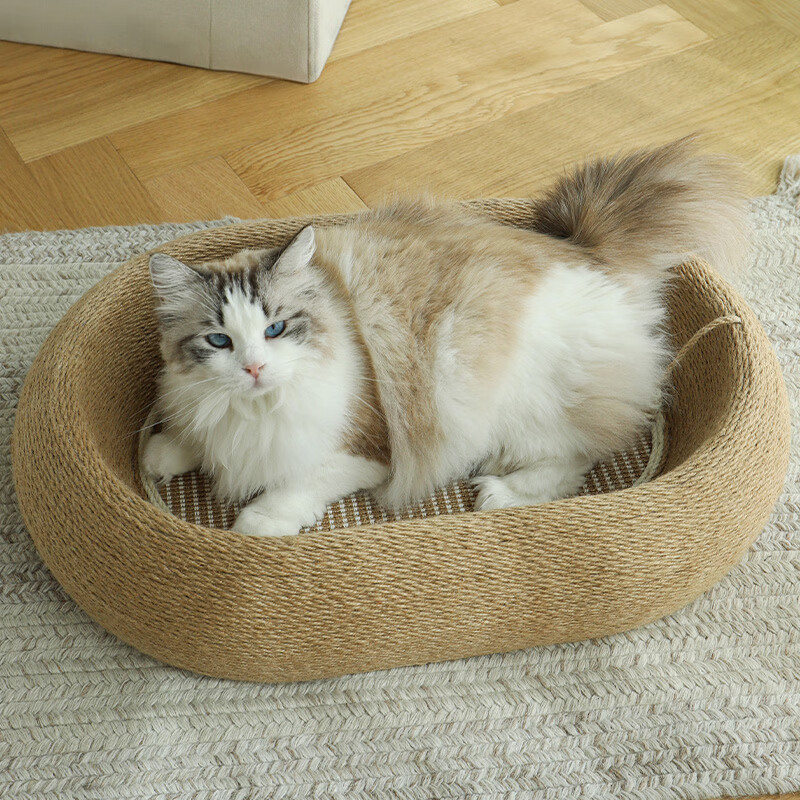梵都宠舍猫窝猫抓板一体猫抓盆耐抓耐磨不掉屑四季通用猫爪板宠物猫咪磨爪 【3.0深陷剑麻垫】61cm 猫抓盆丨猫抓板猫窝一体