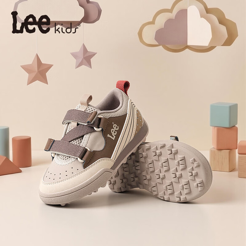 Lee童鞋秋季新款儿童阿甘运动鞋男大童时尚防滑德训鞋女童 咖色 32 【建议脚长202mm】