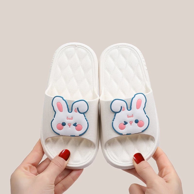 鸟之语（niaozhiyu）儿童拖鞋夏季男女童外穿家用中小童可爱兔子卡通子踩屎感凉拖鞋 兔子-白色 24-25内长15.5厘米
