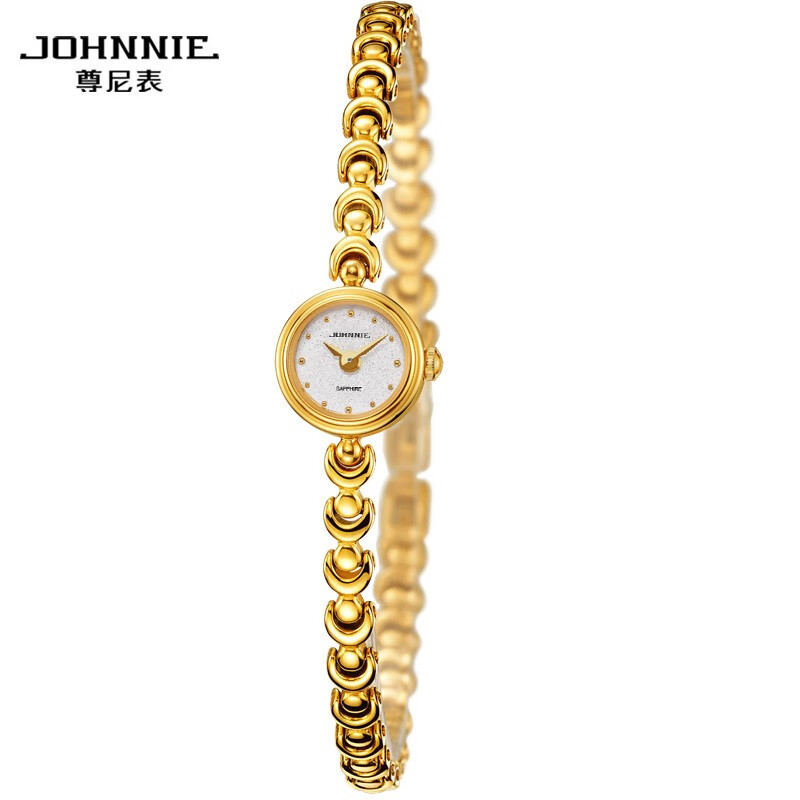 johnnie 瑞士机芯细表带手链表女表时尚防水简约迷你表小表盘镀18k金