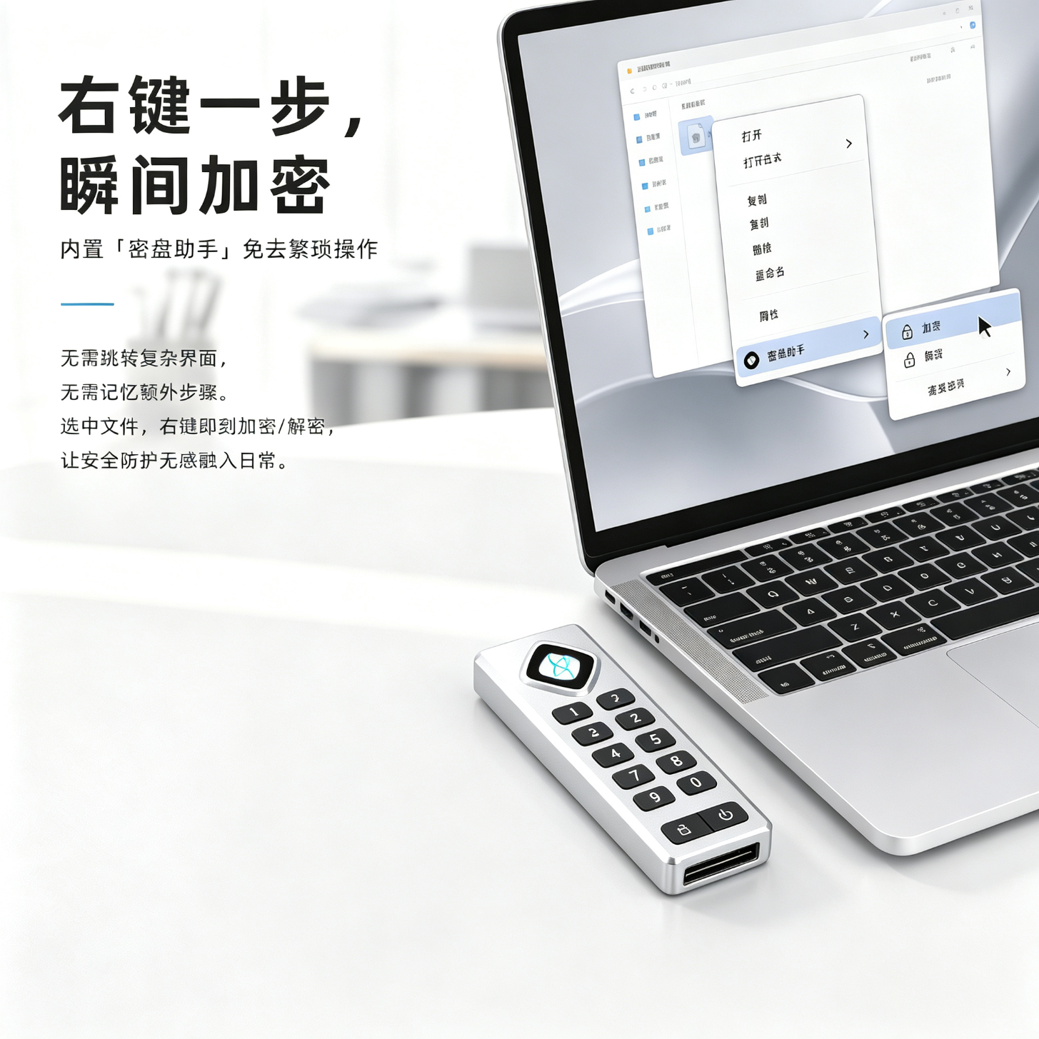 QUANTUMCTEK【京东限定款】国盾量子国盾密盘大容量高速传输加密U盘安全存储必备多功能移动存储 象牙白 64GB