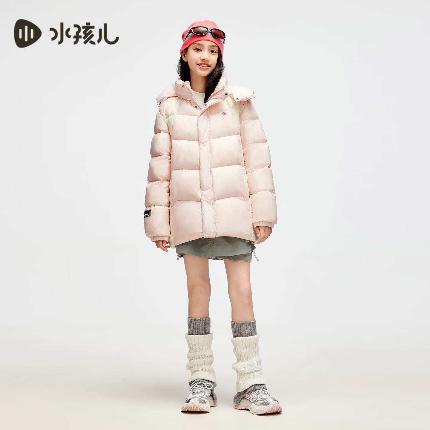 水孩儿(SOUHAIT)童装儿童短款羽绒服男女童2026秋冬装新款抗静电保暖厚外套防风 裸晶粉 1000+清洁度 170 充绒量164g