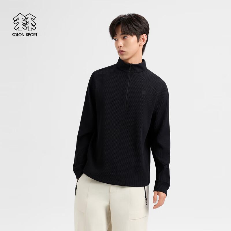 KOLON SPORT/可隆户外吸湿速干T恤 男士华夫格半拉链长袖T恤