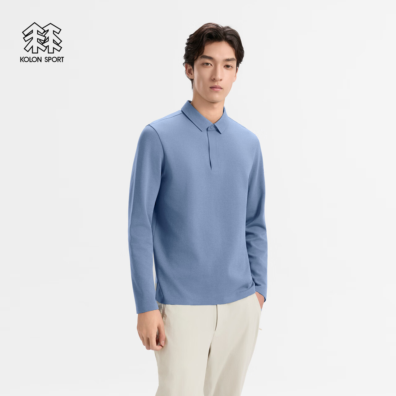 KOLON SPORT/可隆户外吸湿速干T恤 男士通勤肌理感压胶POLO
