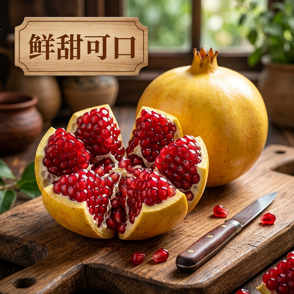 产地直发突尼斯软籽石榴 新鲜现摘，甜石榴 鲜采鲜发，高端礼盒装 600-750g