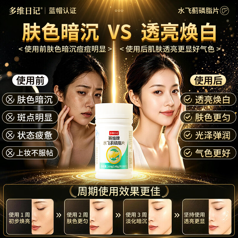 多维日记水飞蓟护肝片女士熬夜养肝排毒补肝必备焕白改善脸黄出油女士专用 1瓶体验装 女性养肝护肝丨吃出好气色
