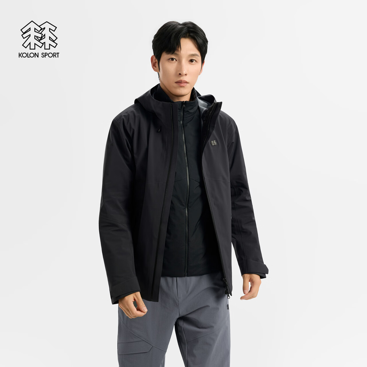 KOLON SPORT/可隆户外冲锋衣 男士防水防风P棉棉服三合一冲锋衣