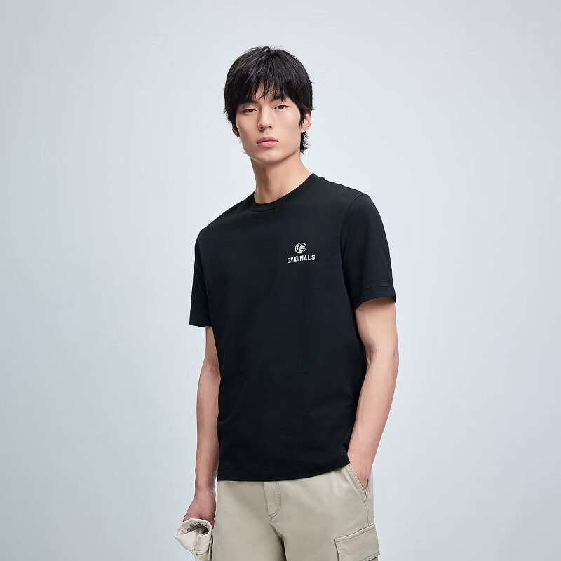 杰克·琼斯（JACK&JONES）男装夏季短袖T恤合集 226201185E43纯黑色 常规 S （170）
