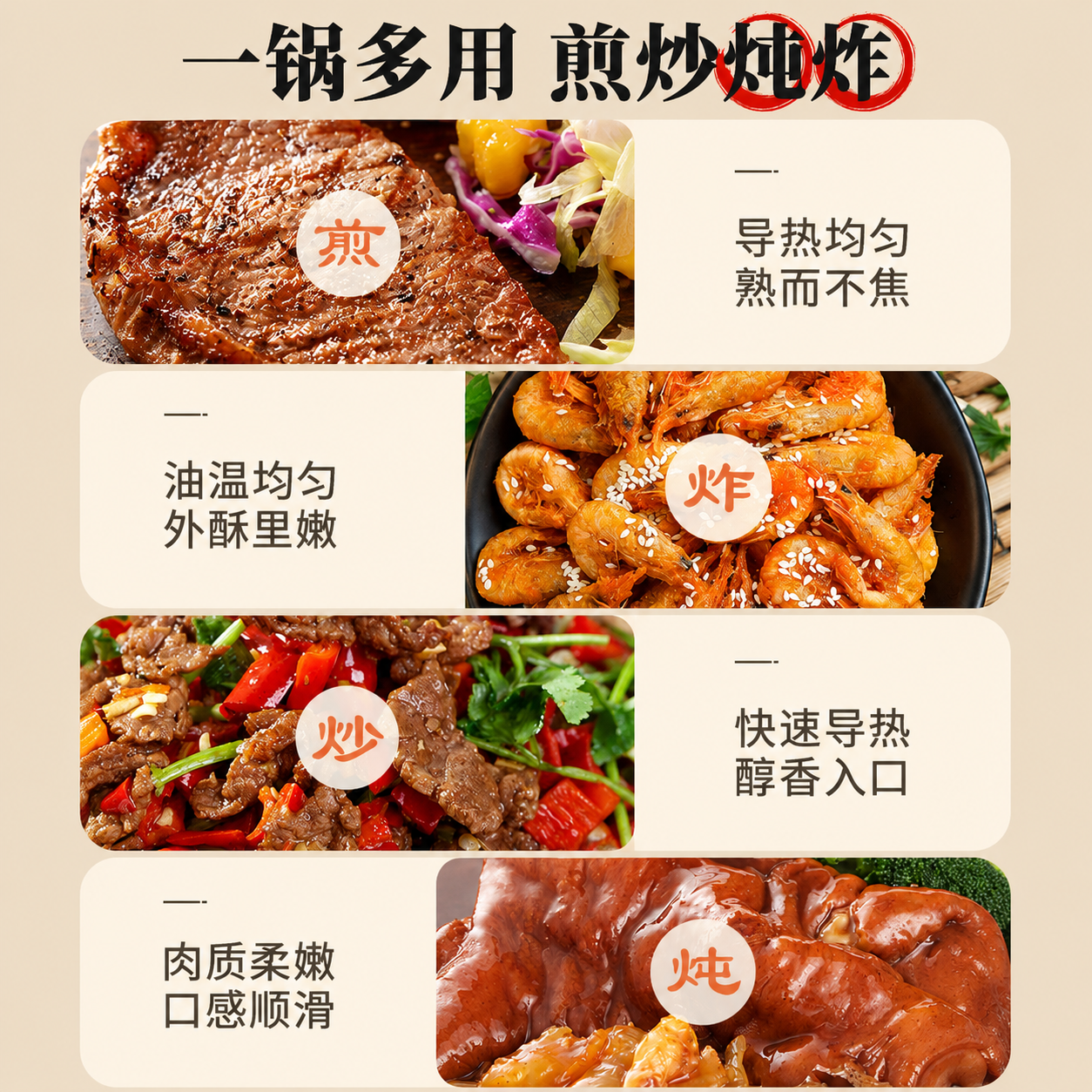 正宗章丘手工铁锅旗舰传统老式炒菜锅家用无涂层不粘锅燃气灶 32厘米镜面铁把款1-3人【赠木盖】 32cm