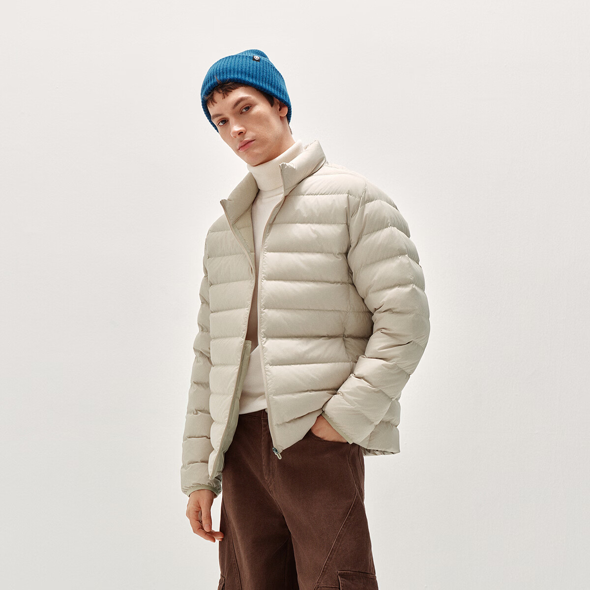 森马(Semir)羽绒服男冬季90绒子防泼水内胆情侣外套轻盈立领显瘦舒适上衣 驼色(白鸭绒)50109 L