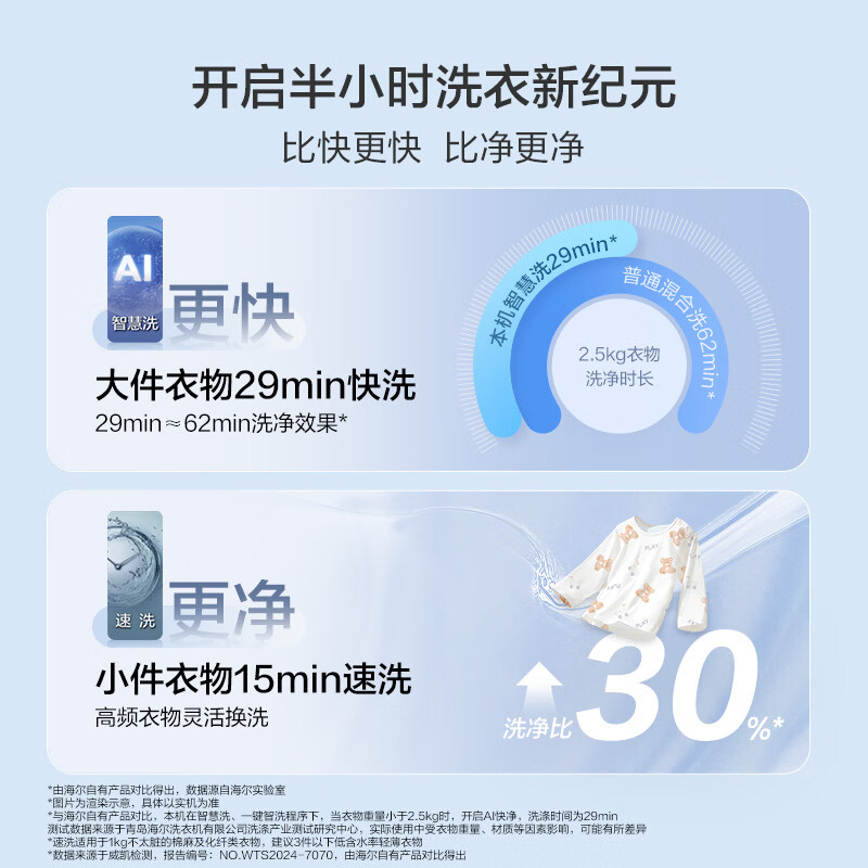 海尔(Haier)云溪4.0Pro洗烘套装 10KG懒人全自动滚筒洗衣机+AI双擎热泵烘干机家用直驱超薄 7KJ3 国家补贴