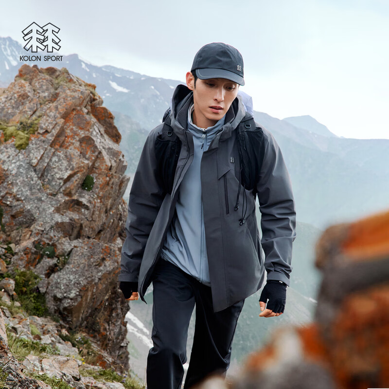 KOLON SPORT/可隆户外冲锋衣 男士软壳三合一徒步夹克外套