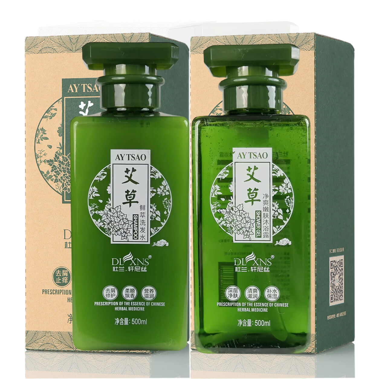 杜兰轩尼丝A艾草沐浴露洗发水去屑止痒艾叶天然草本植物去头屑控油改善毛躁 艾草鲜萃洗发水500ML
