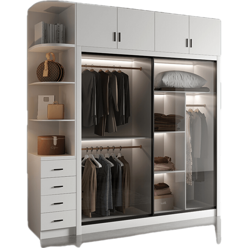 【咨询返3%】宜森缘 衣柜推拉门现代简约家用卧室柜子经济型出租房趟滑门实木质大衣橱 1.2米推拉门衣柜 2门