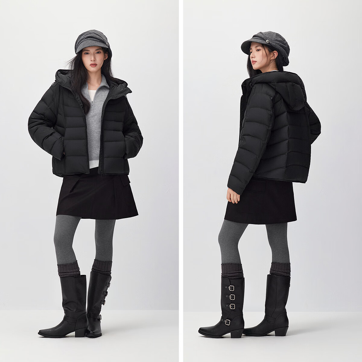森马(Semir)轻松|森马羽绒服女冬90绒子防泼水宽松连帽2026新款百搭排骨外套 黑色(灰鸭绒)90001 L