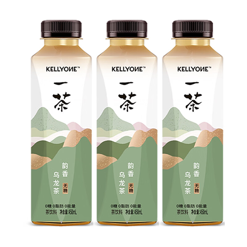 宏胜KELLYONE一茶无糖茶饮料 0糖0脂0能量 乌龙茶饮料 多口味 韵香乌龙茶450ml*3瓶