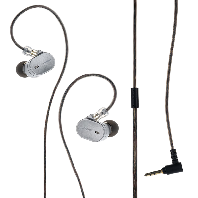 水月雨竹3 入耳式耳机0.78可换线设计HIFI发烧高性能耳塞 银灰色【现货】