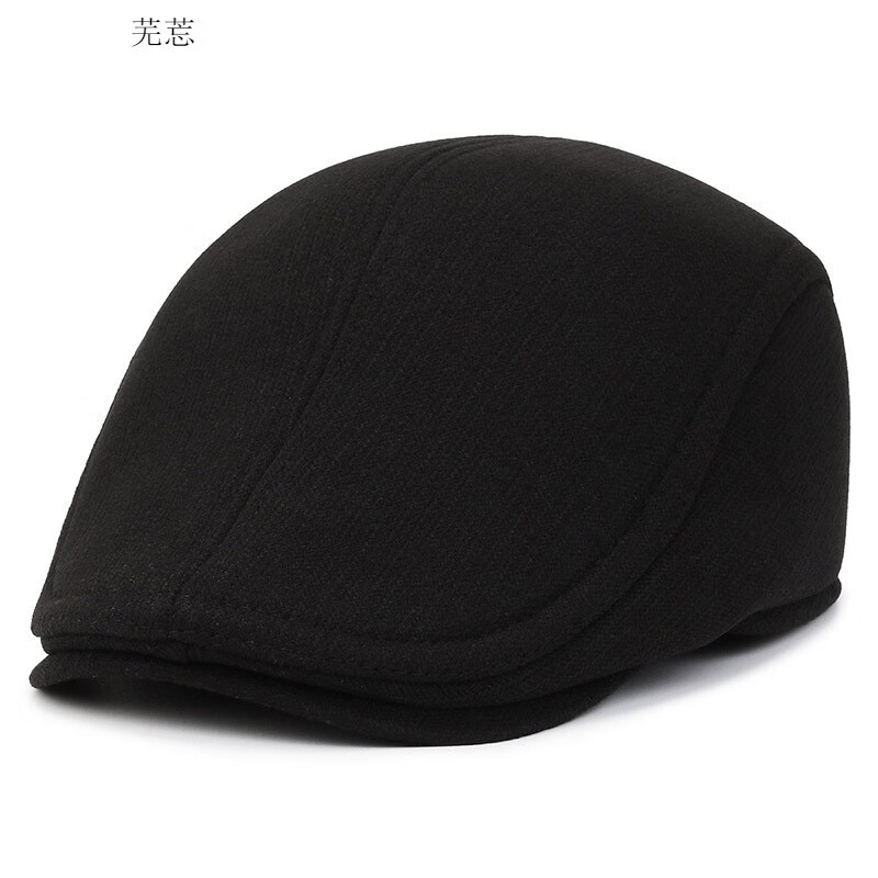 新款冬季毛呢前进帽男可调节鸭舌帽中老年男士帽子户外加厚老人帽