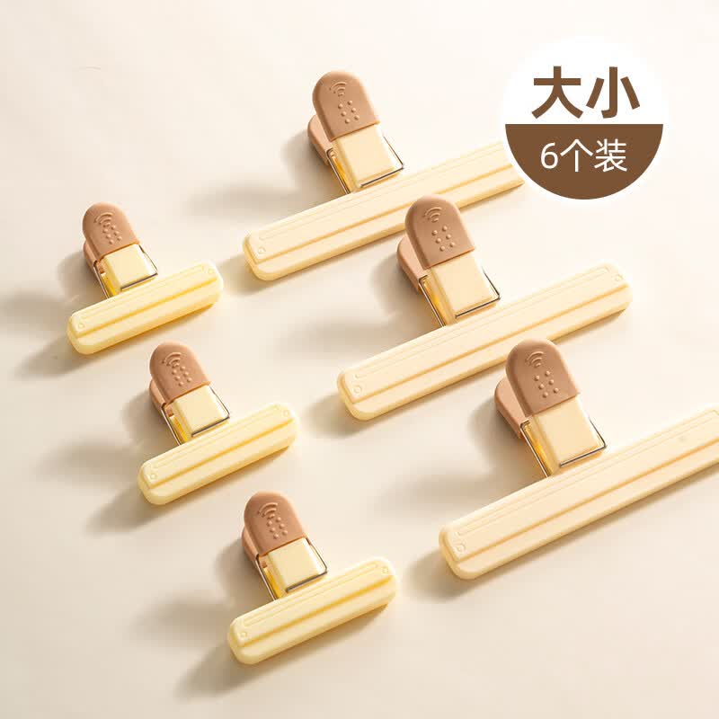 onlycook食品封口夹零食密封夹厨房调料袋塑料袋奶粉防潮收纳夹子-3大3小