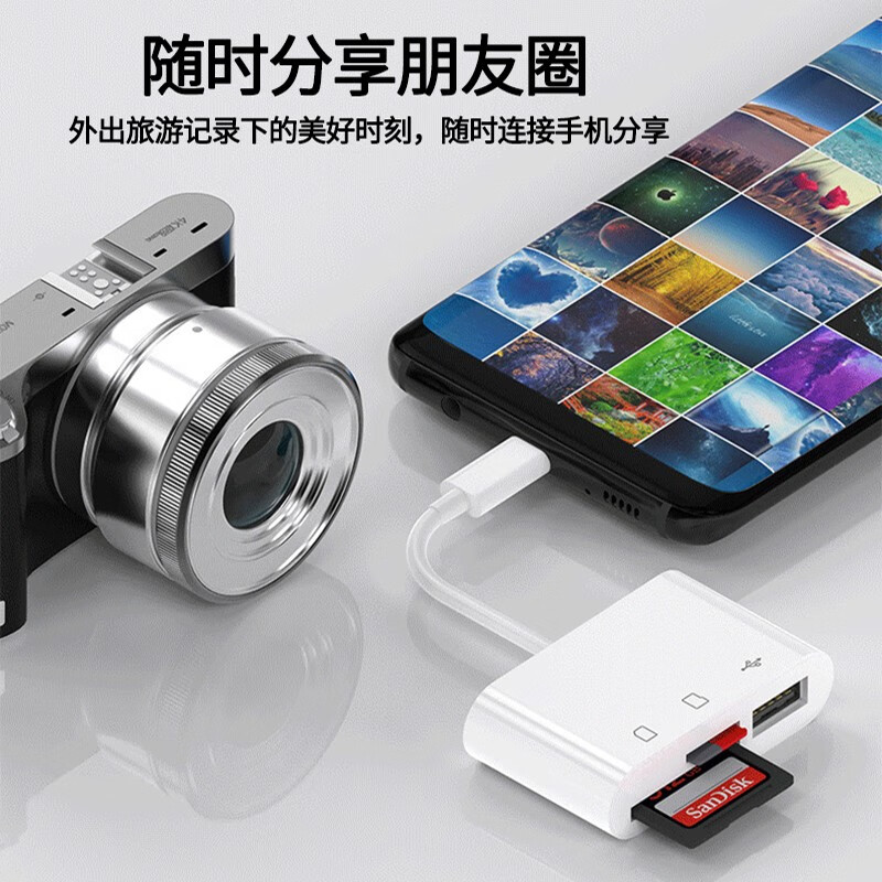 mijv 转接头OTG优盘连接线安卓type-c二合一适用华为手机u盘转接器oppo小米vivo荣耀 Type-c OTG读卡器【可读TF/SD/优盘】