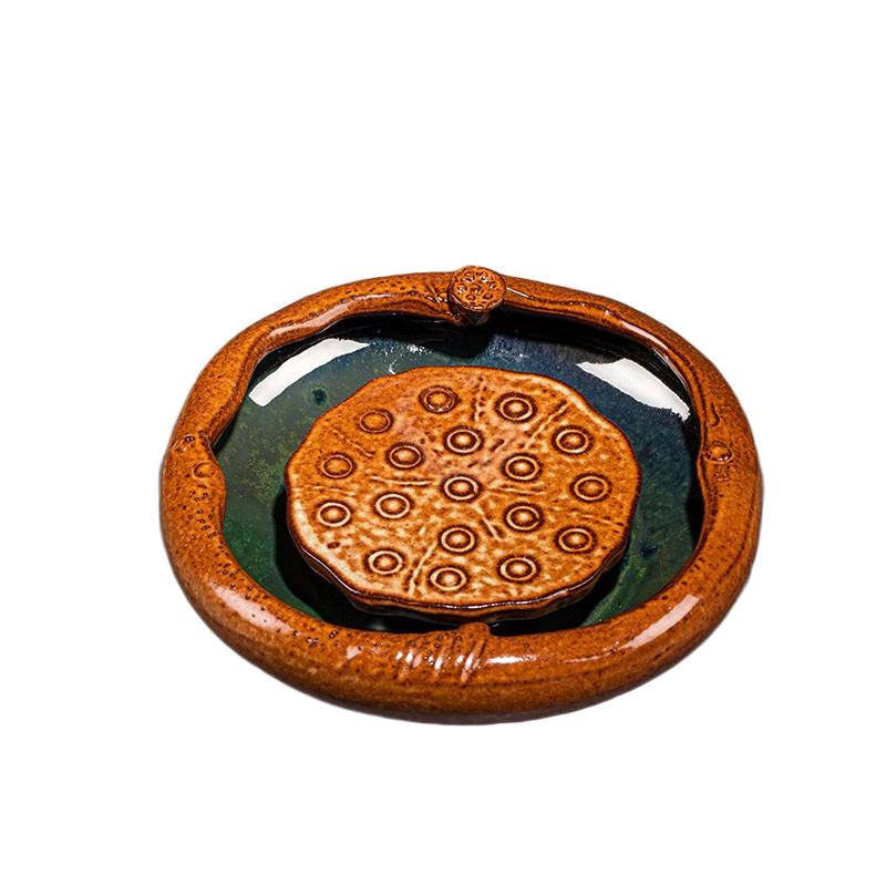唐瓴（TANGLING） 簡約中式功夫茶具套裝國潮干泡茶臺(tái)儲(chǔ)水式陶瓷壺承 單蓮粗陶壺承