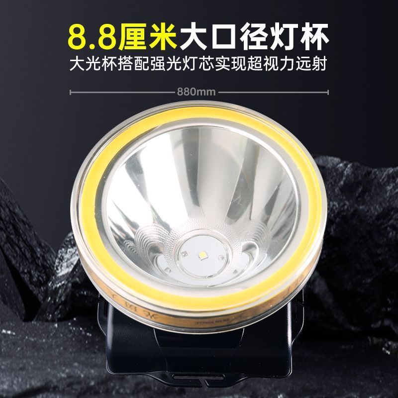 雅格(YAGE)大光斑头灯头戴式强光充电野外赶海夜钓专用登山夜间作业照明 豪华款4800锂电【激光炮灯珠-三档调光】电量显示