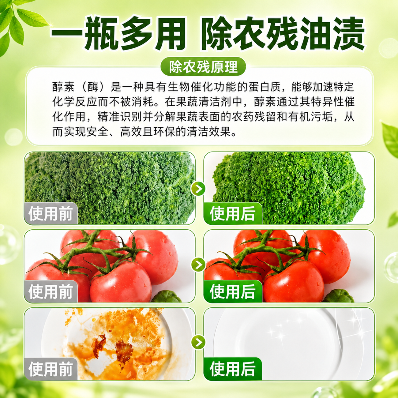 初蔓果蔬洗洁精食品级a类0添加去净油污抑菌不伤手家用去农残清洗剂 【两瓶装】果蔬洗洁精800ml*2 【大型商超同售】果蔬净TOP第1名