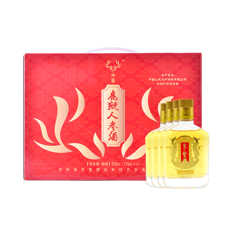 東鰲【中秋節(jié)禮盒】鹿鞭人參酒小禮盒 鹿茸血酒雙陽(yáng)梅花鹿之鄉(xiāng)順豐發(fā) 人參鹿鞭酒小禮盒(36%vol125ml*4瓶)