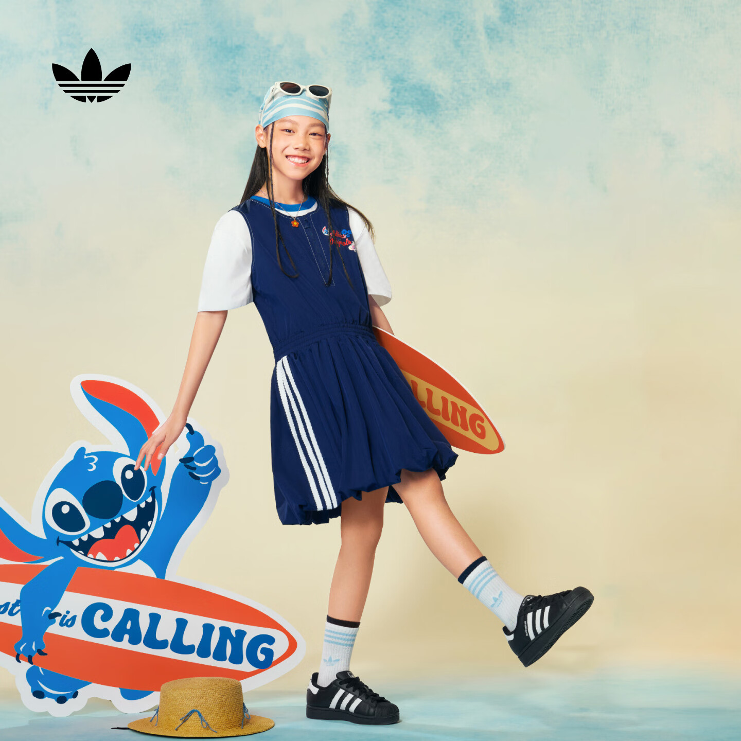 adidas男女大童SUPERSTAR II GCA J经典贝壳头板鞋阿迪达斯三叶草 黑色/白色   38  