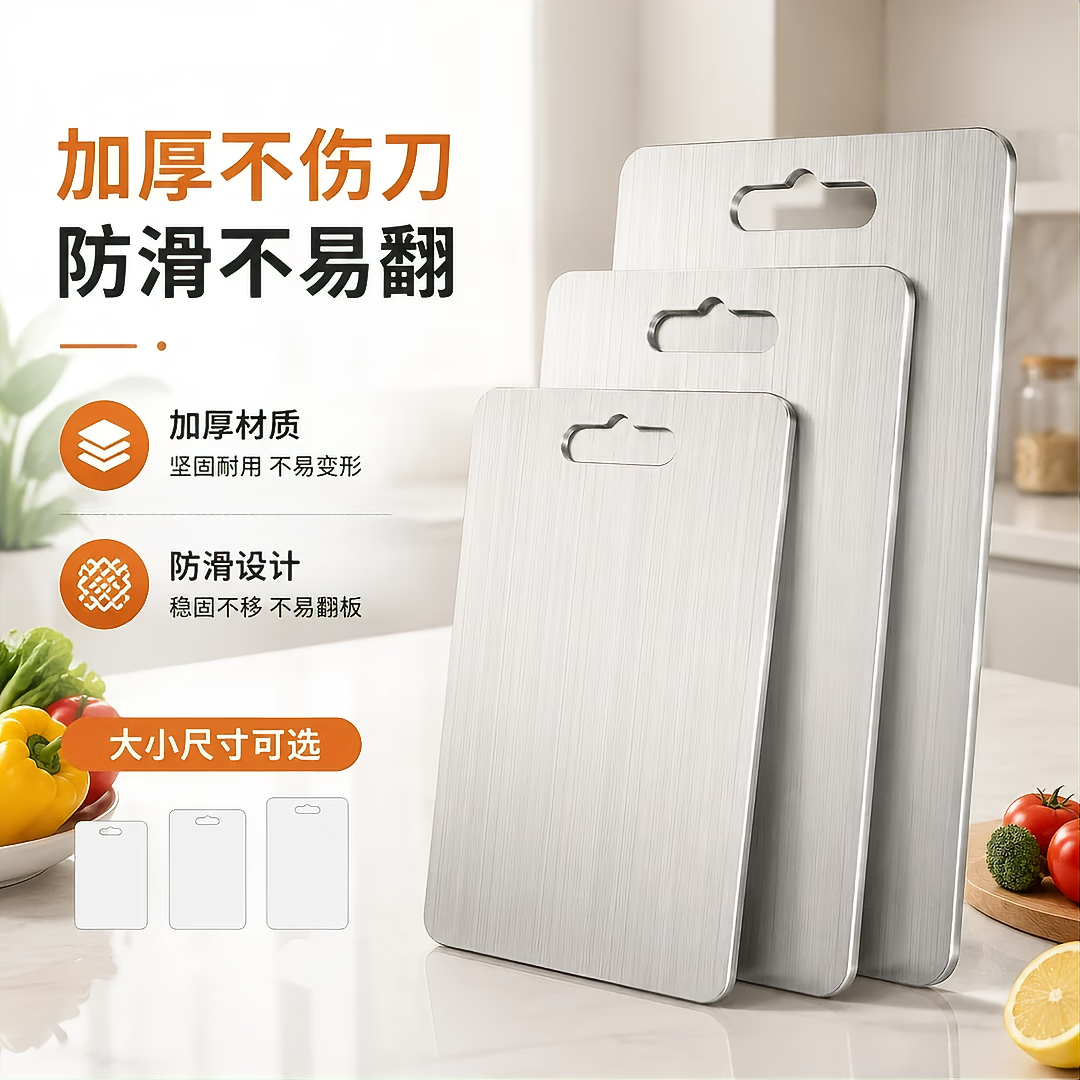 不锈钢双面切菜板加厚擀面防滑砧板案板揉面厨房菜板W2