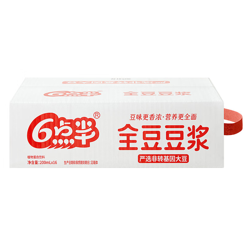 六点半6点半全豆豆浆200mL*16袋装大豆植物蛋白饮料一整箱【新品上市】 全豆豆浆200mL*16袋