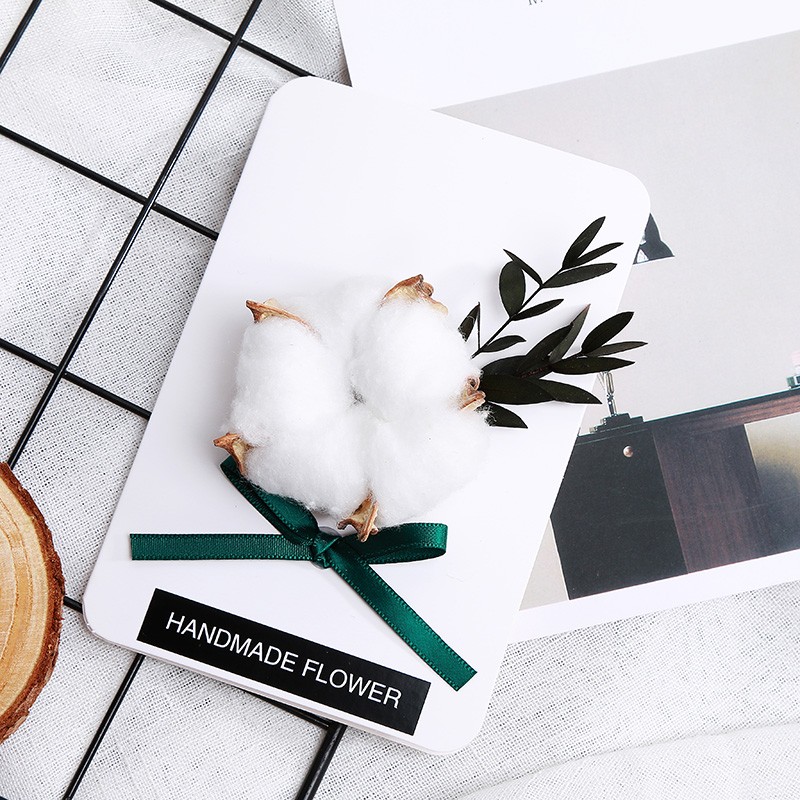 魔月(manamoon) 手工干花洁白木棉花卡片韩国创意情人节员工生日贺卡