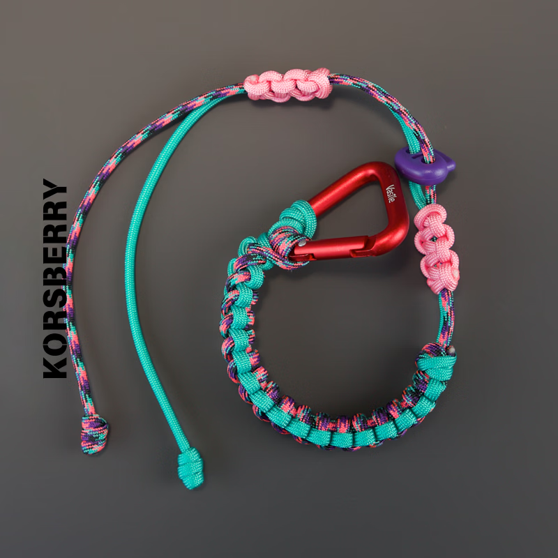 KORSBERRY户外水杯挂绳伞绳挂扣多功能开学背包水壶挂扣便携挂件钥匙扣 粉绿色