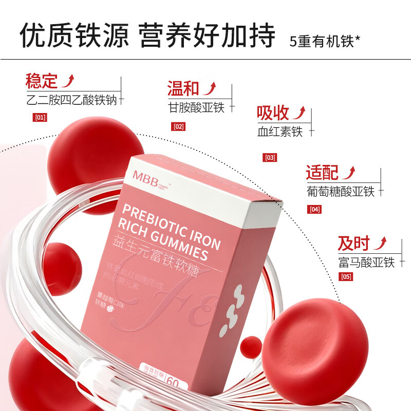 MBB科拓生物富铁软糖益生元补养女性孕妇元气孕期血有机铁元素软糖 【10盒】 60g*10盒