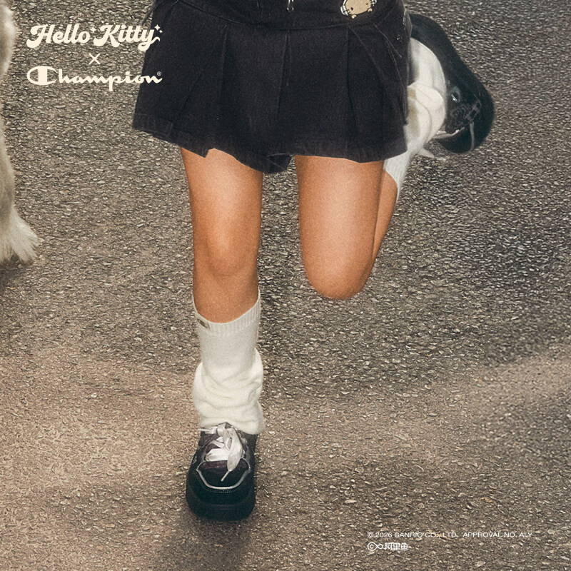 Champion【Hello Kitty联名堆堆袜】冠军26冬季新款配jk长筒袜女 米色