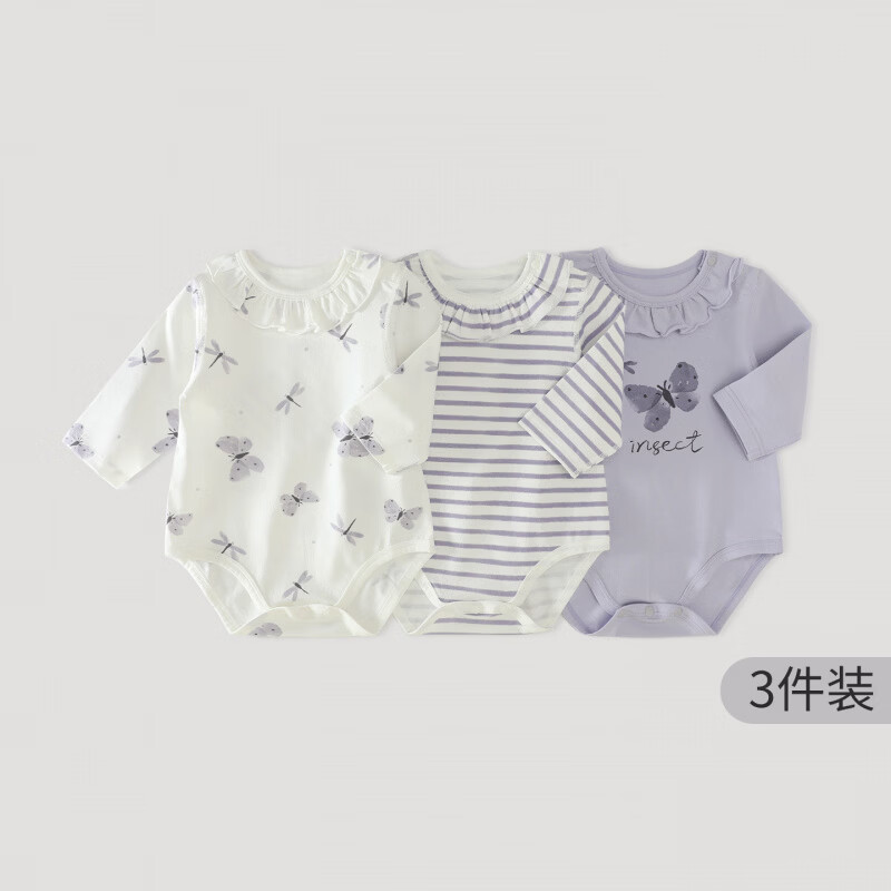 巴厘小猪（BALIPIG）宝宝包屁衣春秋女宝甜美可爱秋装四季款衣服婴儿连体衣 3件装 昆虫乐园 【3件装】 80cm