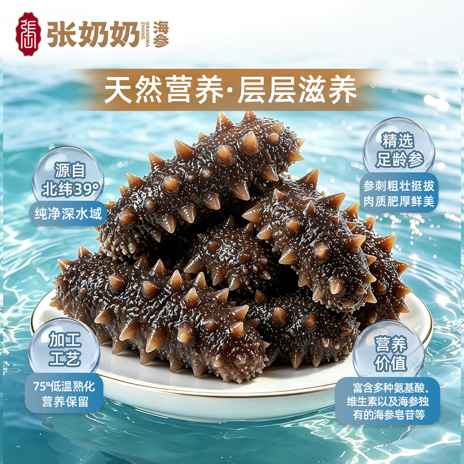 张奶奶大连即食海参家庭海参周期套餐滋补 即食海参 280g 【1天1头自用划算】6-10头