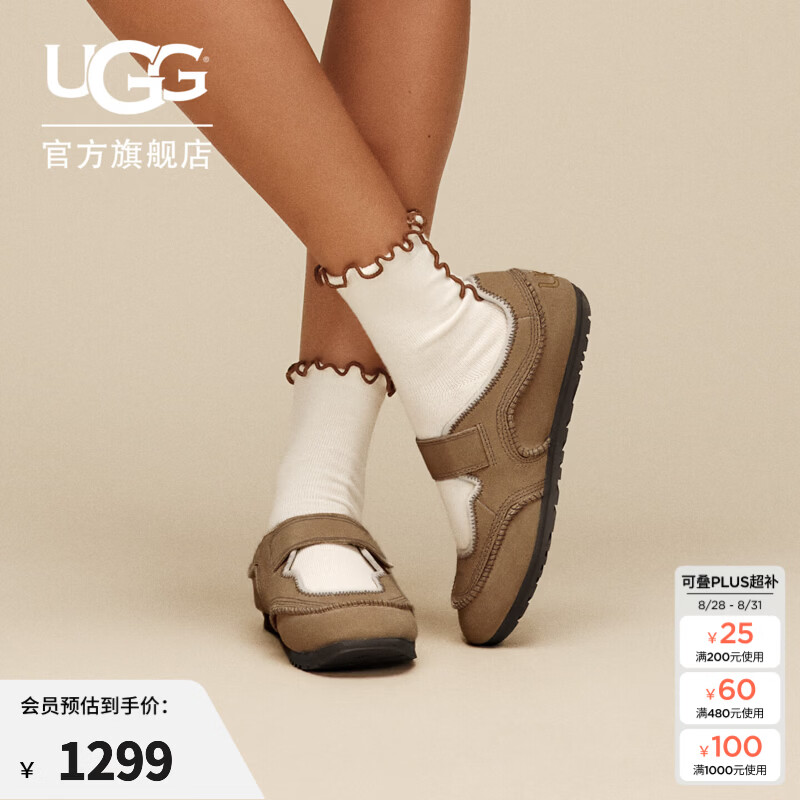 UGG秋季新款女士时尚舒适轻便圆头魔术贴玛丽珍休闲便鞋 1187530 LBNZ | 浅铜色 36