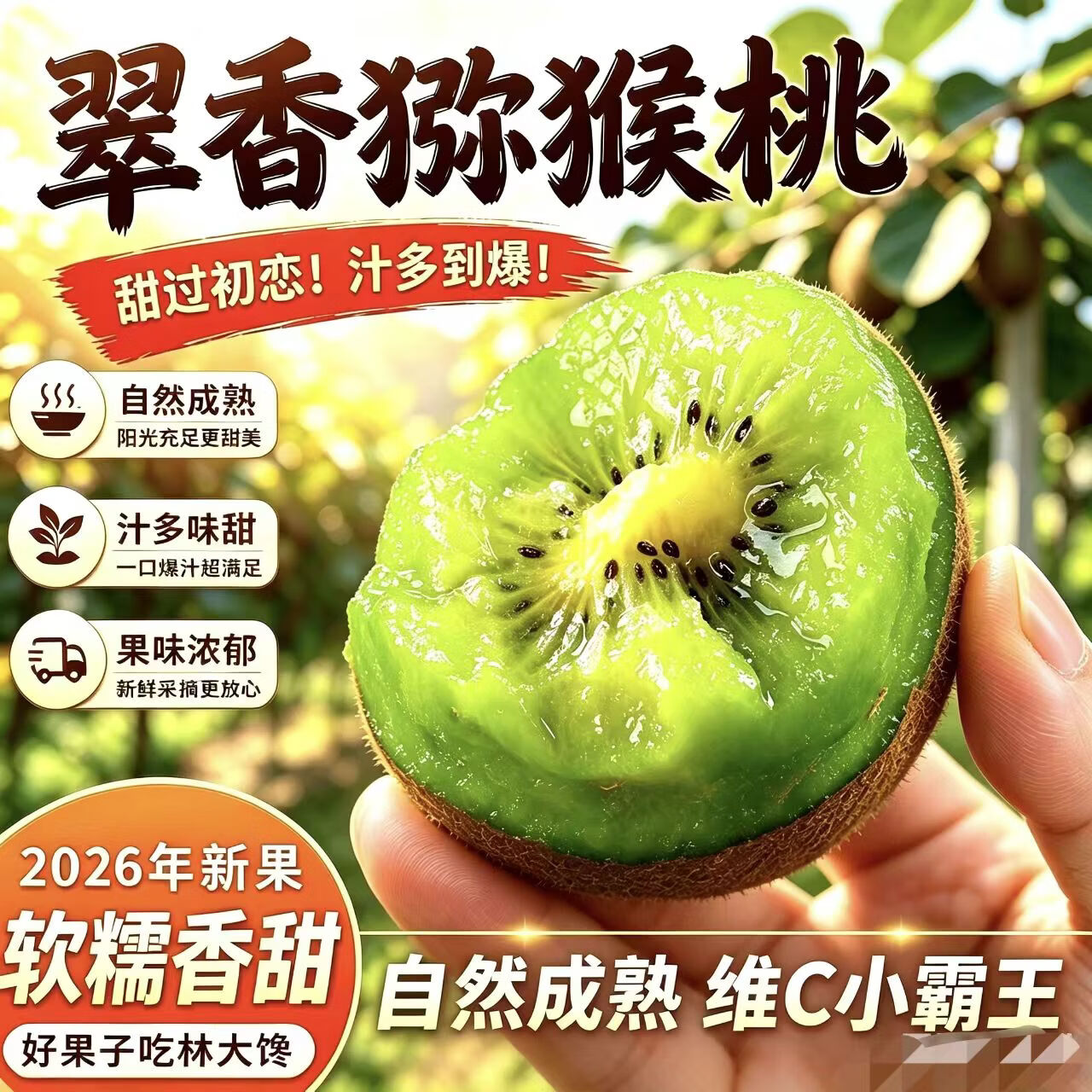 林大馋陕西周至翠香猕猴桃徐香 绿心奇异果水果 中秋送礼礼盒 产地直发 翠香30枚精品中果彩箱(单果70-90g)【送礼选真翠香】
