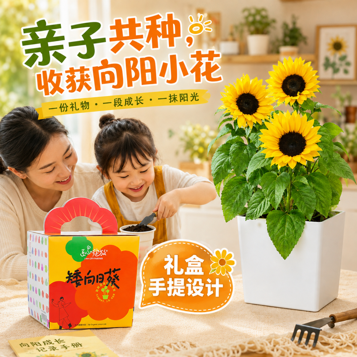 IAM City Farmer矮向日葵DIY儿童种植小盆栽种子植物盆栽幼儿园绿植趣味观察 【矮生向日葵】套装 含盆含土含种子 京东折扣/优惠券