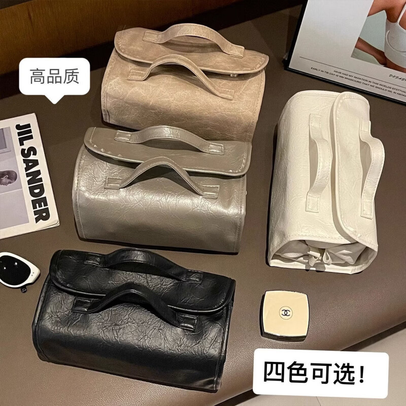 CRHMMFLF懒人可拆分悬挂化妆包四合一便携手提折叠旅行奶油化妆洗漱收纳包 新升级/四区独立+可折叠拆卸【奶油白】