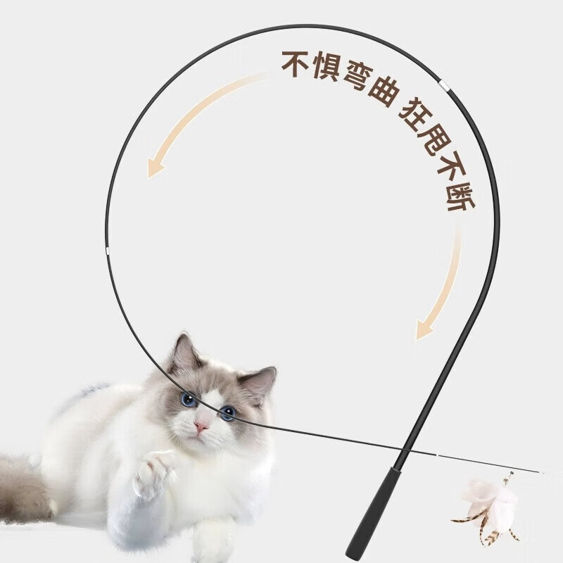 【精选厂家】逗猫棒长杆可伸缩猫咪的玩具羽毛超长自嗨幼猫钓鱼竿 伸缩逗猫棒-长款1.8m-一个装(