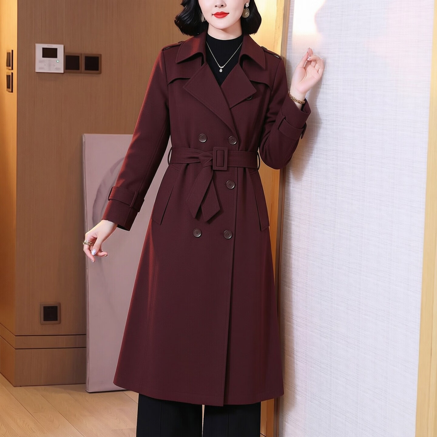 香影芬高级感长款风衣早秋季穿搭送腰带2026年新爆款贵妇人品牌女装外套 藏青色 2XL 【建议126-135斤】