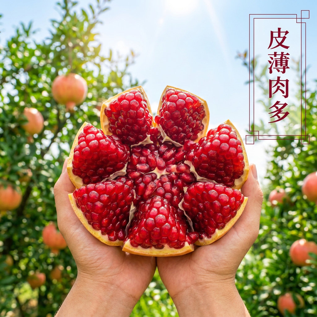 产地直发突尼斯软籽石榴 新鲜现摘，甜石榴 鲜采鲜发，高端礼盒装 600-750g